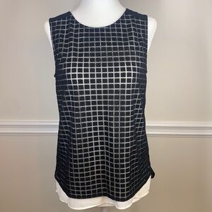THE LIMITED Grid Black & White Tank Top S